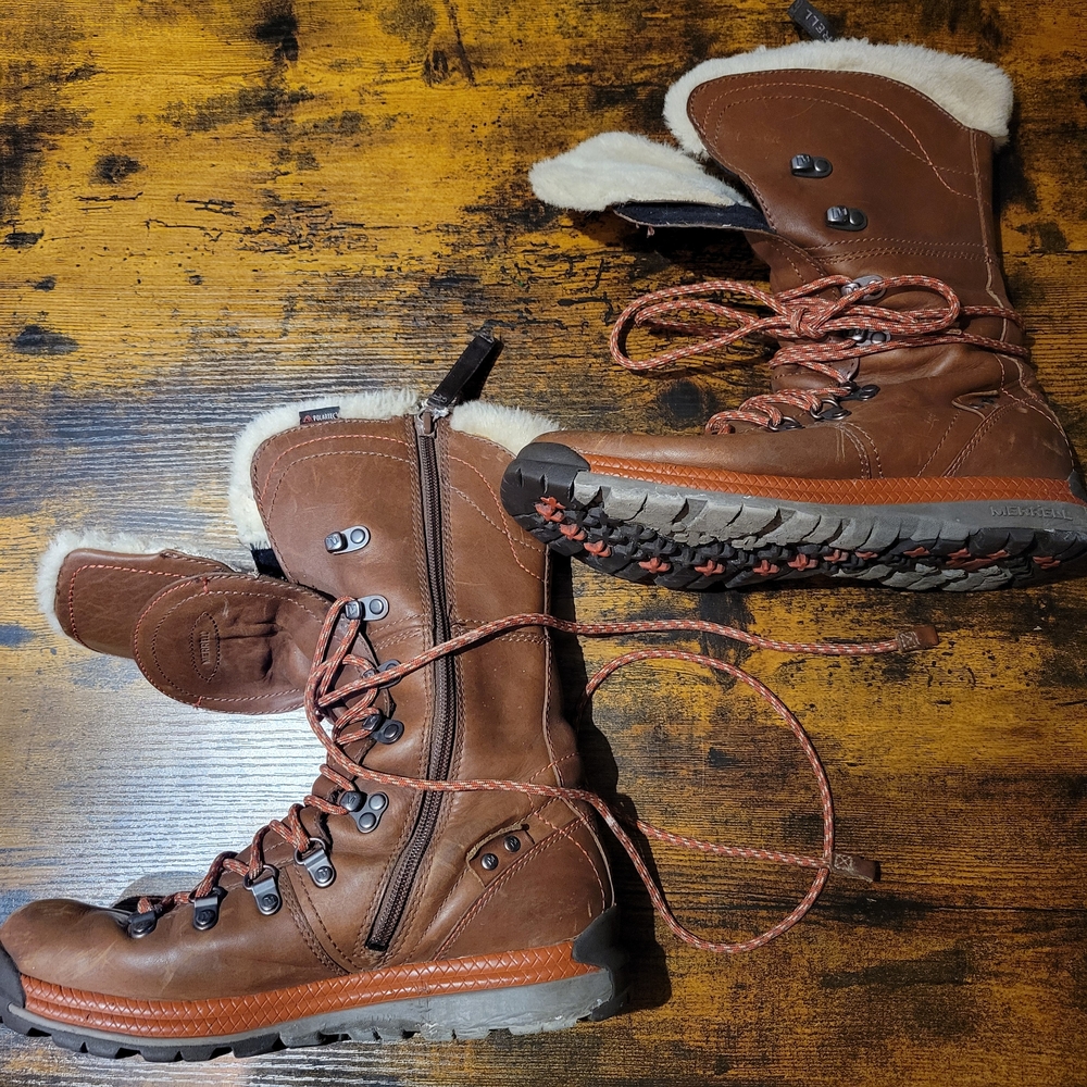 Merrell Tan Leather Lace-Up Boots - Picture 2 of 7